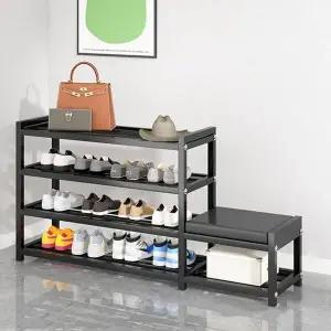 [하프클럽/]현관신발장 철제 벤치 현관 4단 L형 신발장 수납장 75cm