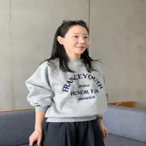 프렌치 기모 자수 라운드넥 맨투맨 (3color)