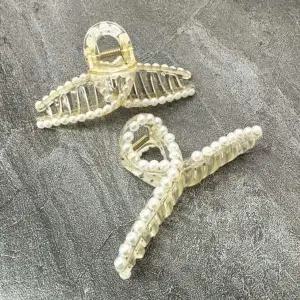 소품 미니 진주 집게핀 헤어 대형 모임 당고머리 돌잔