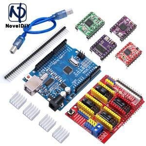 CNC 쉴드 V3 확장 보드 V3.0 + UNO R3 아두이노용 USB 포함 3D 프린터용 스테퍼 모터 드라이버 A4988/DRV88