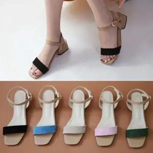 [하프클럽/]4.5cm 미들힐 데일리 스트랩 일자 클래식 샌들