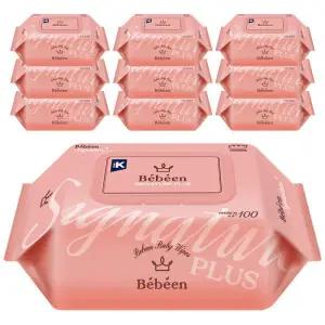 베베앙 시그니처플러스 물티슈 100매 10팩 대용량 엠보 캡형 아기물티슈 435008