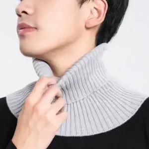 남성 겨울 포근 목 보호 셔츠 니트 페이크 목 폴라