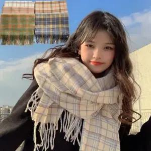 당일 가을 겨울 남녀공용 커플 체크 울 캐시미어 니트 머플러 목도리