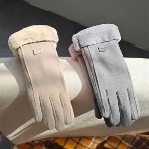 여성 겨울 벨벳 스마트폰 터치장갑 기모 털 방한 장갑