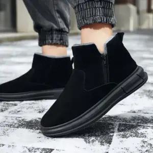 버클 남자 털 부츠 캐주얼 남자 겨울 신발 방한화