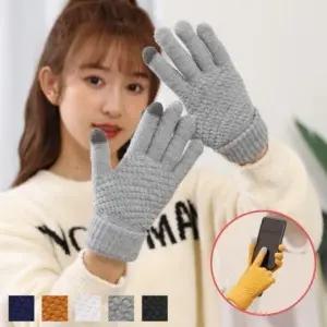 스마트폰 터치 니트 장갑 와플 골지 기모 겨울 커플 손가락장갑 학생 여성 울장갑 남녀