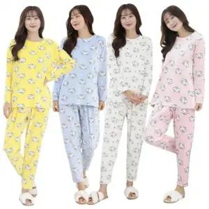 여성 잠옷 세트 강아지 울트라 밍크 원단 극세사 수면 겨울 따뜻한
