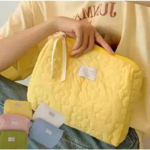 여행용 파우치 누빔 빅 플라워 납작 대용량 화장품 휴대용 (WFKCQ96)