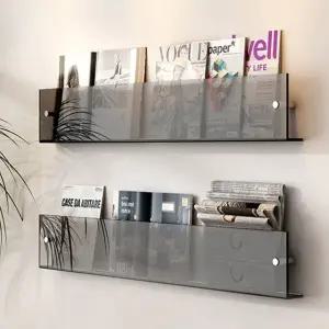 고품질 무타공설치 300mm 투명블랙 아크릴무타공선반 아크릴벽선반 (WFKDC8O)