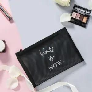 여행용 파우치 스폰 사각 브러쉬 메이크업 블랙 미니 가방 화장품 집 메쉬 (WFKE3YK)