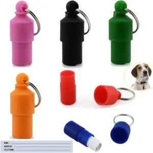 드라크라 6팩 애완동물 ID 태그 개인 맞춤형 개 전화 주소 튜브 용기 정보 라벨 캡슐 칼라 이름 펜던트