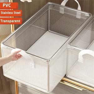 옷보관 상자에 대 한 PVC 투명 바구니 스테인레스 스틸 프레임  방수 천