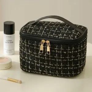 트위드 사각 트레블 여행 용 지퍼 대용량 빅 파우치 (WFKBXRG)