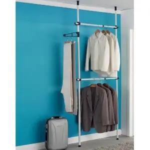 천장설치 파이프형옷걸이 고정식 벽행 2단벽행옷걸이 고정형헹거 (WFKBY0Z)