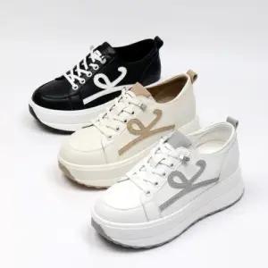 [제이시]제이시 발볼넓은 7cm 키높이 통굽 운동화 소가죽 K345