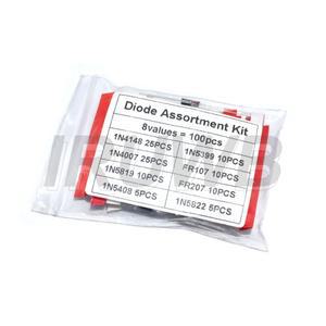 100PCS 고속 스위칭 숏키 다이오드 전자 부품 키트 세트 8가지 값 1N4148 1N4007 1N5819 1N5399 1N5408 1N5
