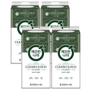 깨끗한나라 클린클라우드 클래식 물티슈 100매 4입 x4개