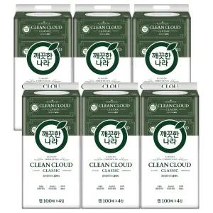 깨끗한나라 클린클라우드 클래식 물티슈 100매 4입 x6개