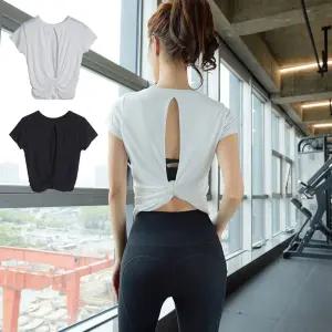 SIS-806 필라폴웨어 빽절개 반팔티셔츠 뒷티 필라테스 웨어 상의 요가복상의