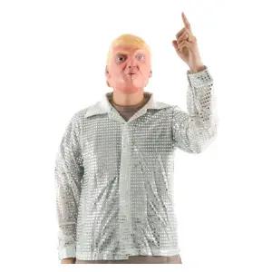 PW-M 반짝이성인실버 M 무대 의상스팡글조끼 빤이 사회자 예쁜 어린이이 배너 장식용품 데코 짝이 웨이터