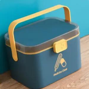 손잡이약통 2단 분리형 구급함 블루 소형 약보관함 가정용상자 약상자 휴대용 박스 용박스