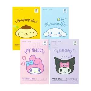 산리오 패턴밴드 표준형 16매입 (랜덤발송) 키즈밴드 폼폼푸린 시나모롤