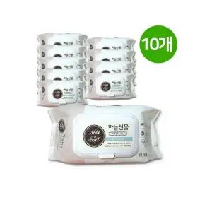 하늘선물 물티슈 (100매 캡형) 10개 아기가정용물 고급 리필 캡형 형티슈 보습 깨끗한 멀티