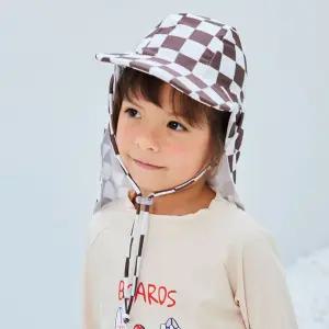 체크 플랩캡 브라운선 썬캡 어린이 키즈 플랩