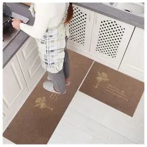 발매트 롱+숏 나무 미끄럼방지 브라운 주방판 매트 바닥 현관 고급판 디자인판 롱숏 인테리어