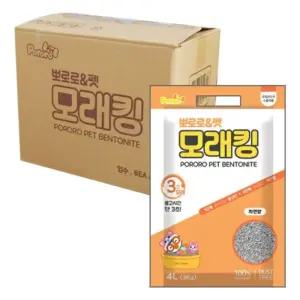 뽀로로N펫 모래킹 자연향 4LX6개천연벤토나이트 고양이배변 사막화없는 모레 먼지없는 화장실 응고력좋은