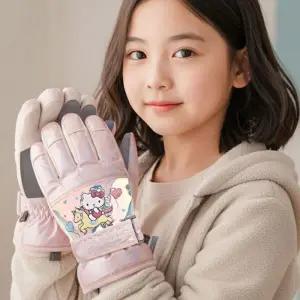 헬로키티 오로라 방한장갑스키 캐릭터 어린이 겨울 손가락 아동 여아