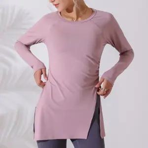 여성 필라테스 티셔츠 상의요가복 긴팔 롱슬리브티 트레이 라운드넥 라운드 운동 이닝 러닝 요가 헬스