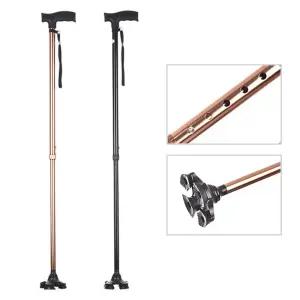 프리미엄 4포인트 안정 지지대 보행 보조 스틱어르신지팡이 고급 접이식 4발 높이조절 미끄럼방지 사발 선