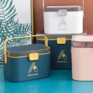 분리형 약통 구급상자 2단 가정용 손잡이 블루 소상자 메디컬박스 구급함 약상자 가방 응급 키트보관함 약