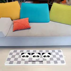설렘하우스 귀요미 친구들 체커보드 극세사 주방발매트 현관 120X40 매트 욕실 세사 현관용
