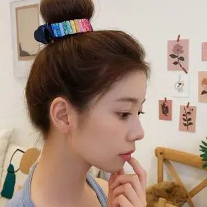 [골드스마일]트윙클 인기 레인보우 헤어집게핀 똥머리 감성