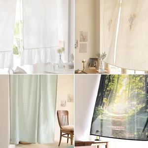 벨라이프 작은창 포인트 가리개커튼 패브릭포스터 주방 바란스 안방 작은창 쉬폰 가림막 인테리어