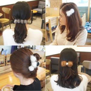 밍크핀 밍크머리핀 헤어 삔 바나나 앙고라 겨울 털실 더나비