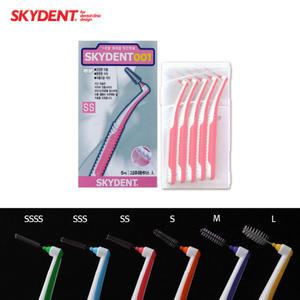 SKYDENT 001 5개입 치간칫솔 6가지사이즈 택 ㄱ자형 치간치솔 임플란트 교정용 치과 스카이덴트