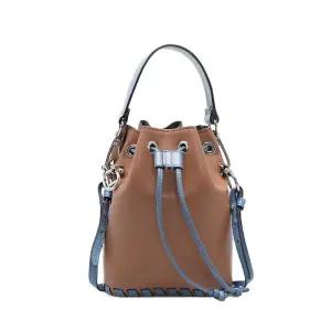 [중고명품] 브라운 라이트블루 몬트레조 트리밍 미니 버킷백