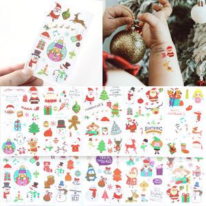 더유진 KC 어린이 성탄절 타투 스티커 (10장세트) 어린이집 유치원 교회 산타 눈사람 크리스마스 단체 행사