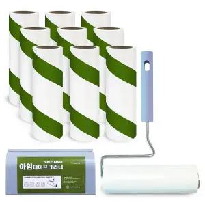 [아임] 돌돌이 테이프클리너 핸들+리필 90회x10개 세트 사선 먼지제거 테이프 롤크리너 찍찍이