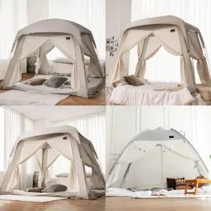 로티캠프 패브릭 수면 보온 실내 원터치 방한 침대 난방 텐트 싱글