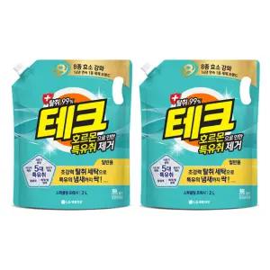 테크 호르몬 특유취제거 액체세제 일반 리필, 2L, 2개