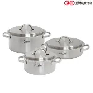 [한일STS] 스플릿 통5중 인덕션가능 스텐레스 냄비세트 3종D(양18+양24+전24)