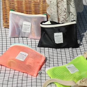 비팬시 메쉬 업 플랫 파우치 (사각 미니 망사 여행용 캐리어 화장품 이너백 파우치백)