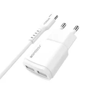 스피디 2포트 5V 2A 저전력 저속 USB 멀티 충전기(+C타입 케이블)