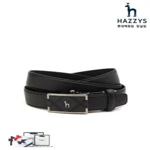 (선물포장)(인기신상)_HJBE2F253BK_ 블랙 가죽 퀼팅 퍼피로고 버클 자동벨트