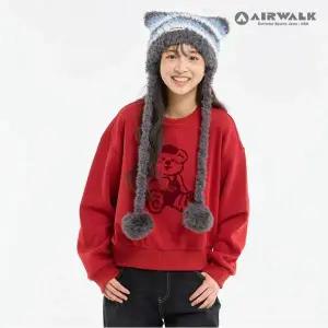 [보리보리/에어워크 주니어]주니어 곰돌이 융기모 크롭 맨투맨 티셔츠